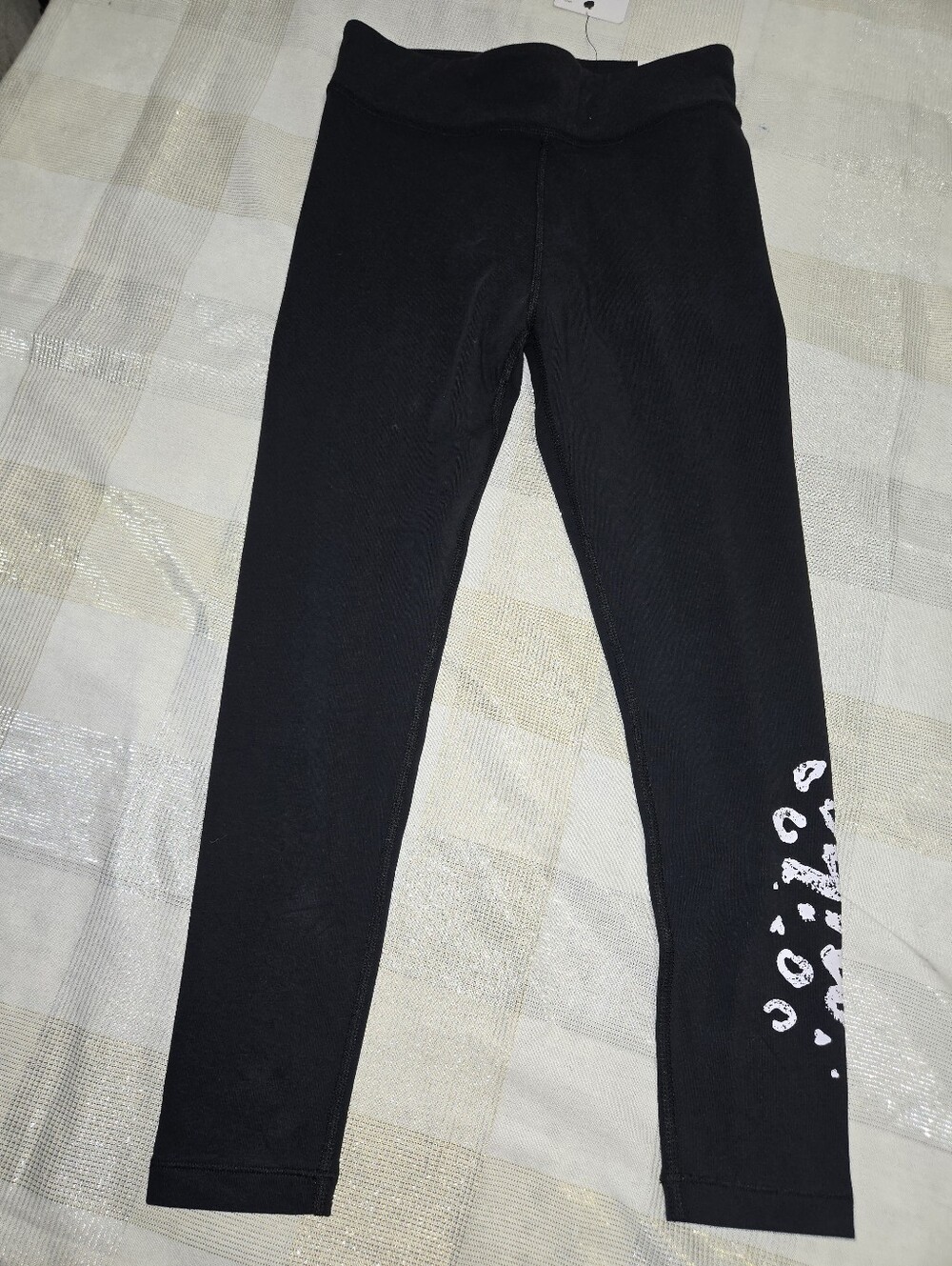 Nike Black Girls' Leggings with White Side Graphic